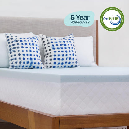 LINENSPA Twin Size Memory Foam Mattress Topper - 2 Inch Gel Infused Cooling Plush Feel - CertiPUR Certified