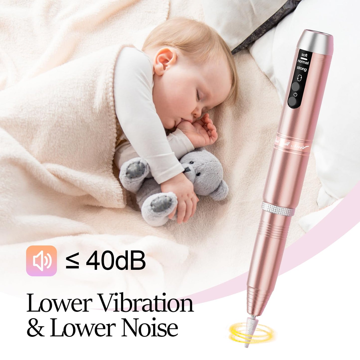 20000RPM Electric Nail Drill Compact Portable Efile Professional Manicure Pedicure Nail File Drill Kit for Acrylic, Gel Nails and Home Salon Use