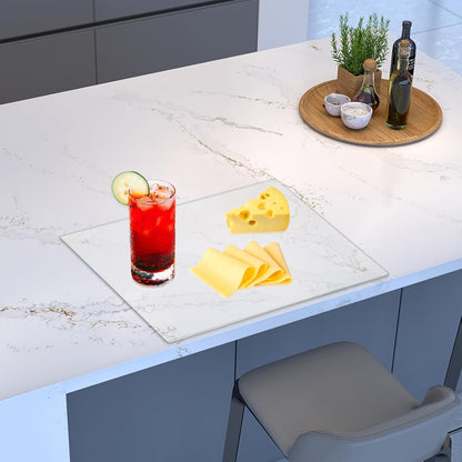 DHARANA Tempered Glass Cutting Board, Scratch Resistant and Heat Resistant, Non-Slip Feet, 10"x14"