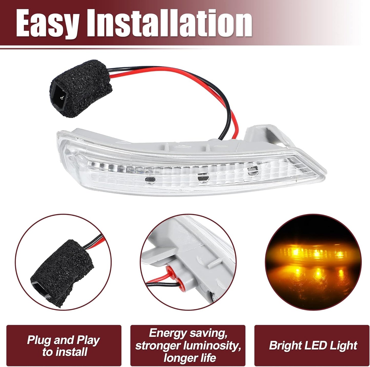 ACROPIX Car LED Front Right Side Mirror Turn Signal Light, Fit for Chrysler Town Country - Pack of 1 Silver Tone