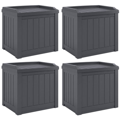 Suncast 4 Pack Small Deck Box Storage w/Bench Seat for Indoor & Outdoor Use, 22 Gal., Cyberspace