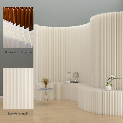 Paper Room Divider, Portable Folding Privacy Screen – Retractable Partition Wall for Home Office, Hotels, Stores, Studios, Exhibition, and Indoor Space Separation（White）