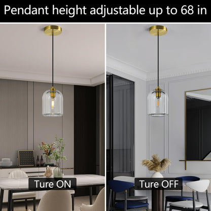 LBSQJ Modern Gold Pendant Lights Kitchen Island Ceiling Chandelier Indoor Crystal Hanging Light Fixtures for Dining Room Kitchen Living Room Bedroom（2Pack）