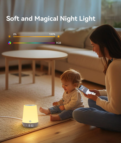 Dreamegg Sound Machine Baby - White Noise Sound Machine Baby With Night Light, Ok to Wake Alarm Clock, 34 Soothing Sounds, Sleep Trainer, Routine Builder, App Control for Kids Nursery Sleeping Bedroom