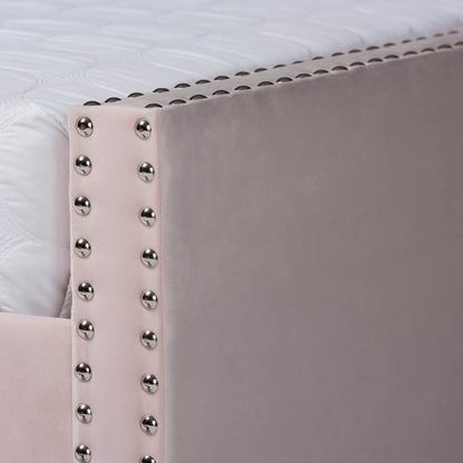 Baxton Studio Raphael Modern and Contemporary Pink Velvet Fabric Upholstered Full Size Daybed with Trundle