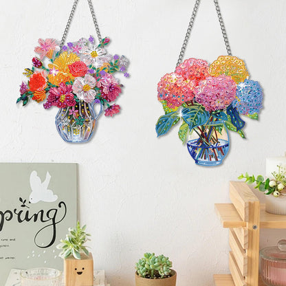 Muzagroo Art Flowers 5D Diamond Art Kit for Adults, DIY Special Shaped Diamond Art Hanging Ornament for Windows, Crystal Window Hanging Pendant Ornament 2PCS (Flower)