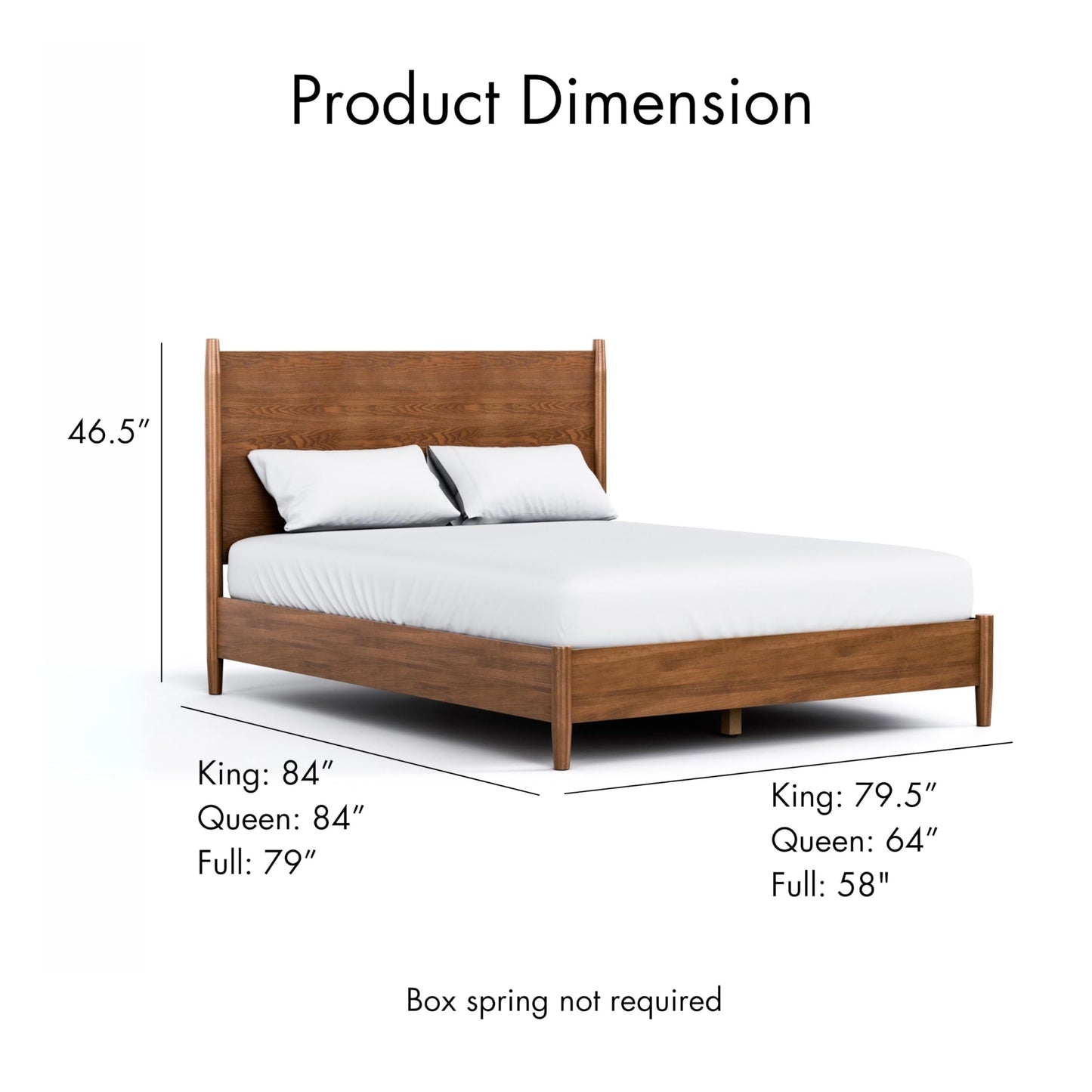 Furniture of America Wyatt Modern Solid Wood Queen Bed Frame with Headboard, Wooden Bedframe for Bedroom, Guest Room, No Box Spring Needed, Walnut, Standard Platform