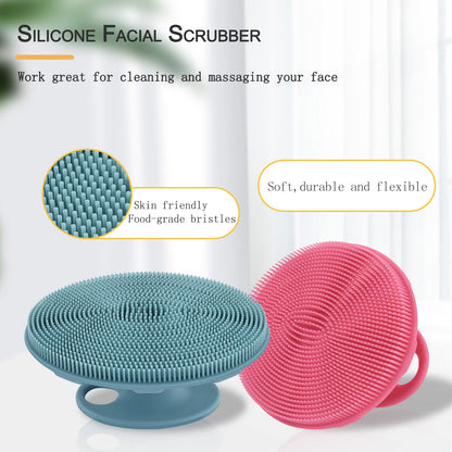 INNERNEED Super Soft Silicone Face Cleanser and Massager Brush Manual Facial Cleansing Scrubber Handheld Wash Pad for Sensitive, Delicate, Dry Skin (Pack of 4)