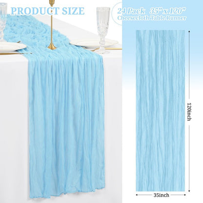 Showgeous 24 Pack Purple Cheesecloth Table Runner 10Ft Boho Gauze Cheese Cloth Table Runner 35x120 Inch Long Rustic Sheer Table Decor for Wedding Bridal Shower Holiday Party