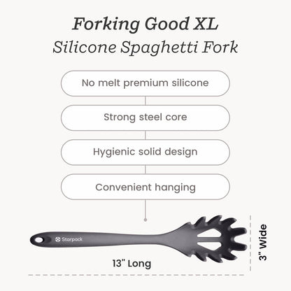 Starpack (13.5") 600F XL Premium Silicone Pasta Fork - Spaghetti Spoon High Heat Resistant to - Silicone Pasta Spoon