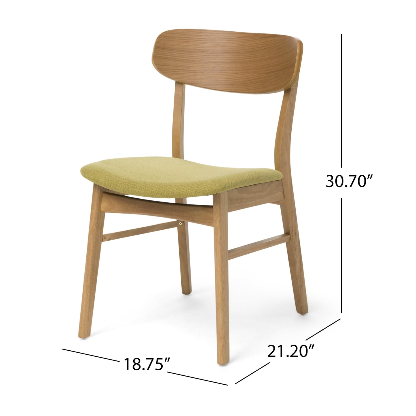 Christopher Knight Home Lucious Curved Leg Rectangular Dining Set, 5-Pcs Set, Natural Oak / Green Tea