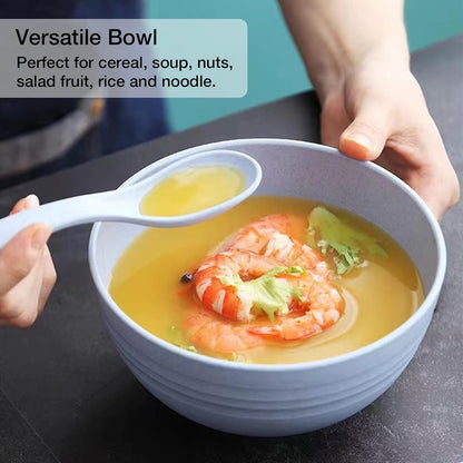 Unbreakable Cereal Bowls Set of 6, 24 OZ Wheat Straw Bowls, Microwave & Dishwasher Safe, Lightweight
