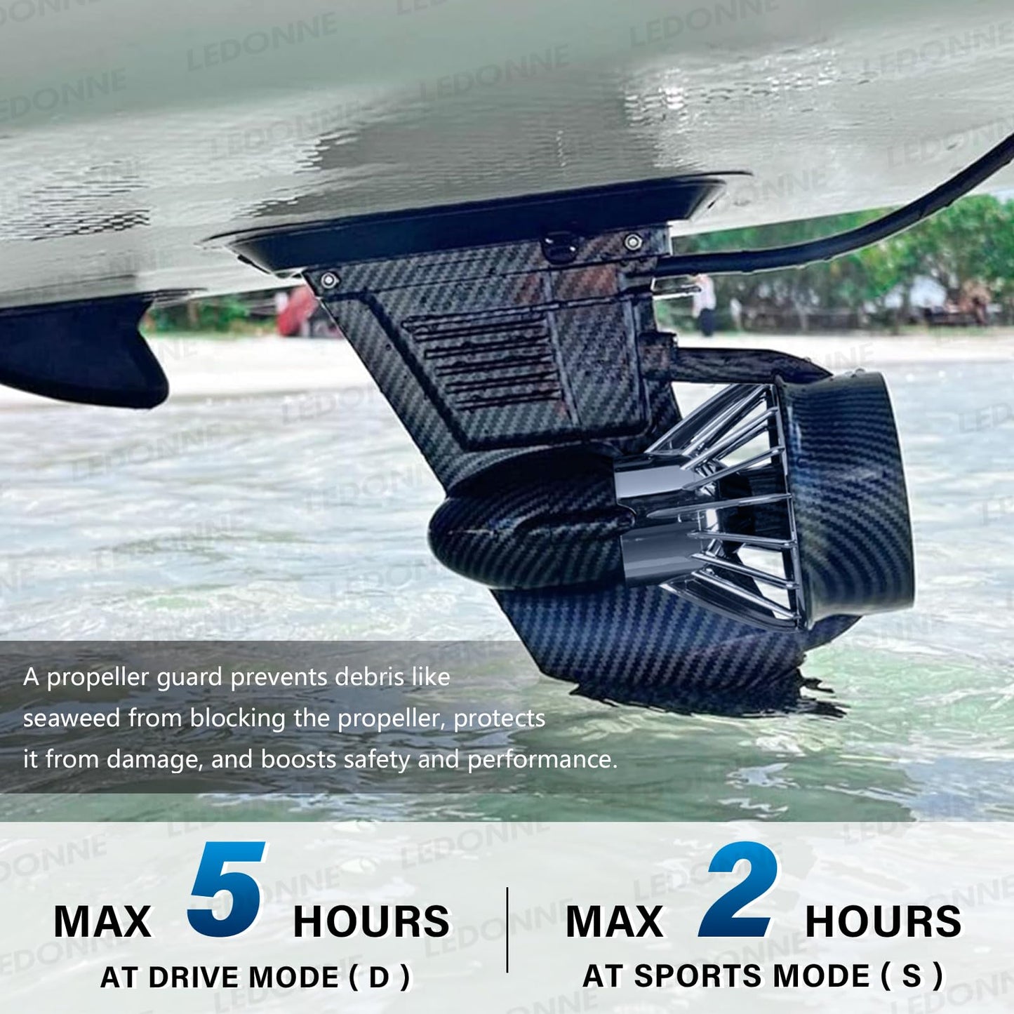LEDONNE Electric Fin for SUP Electric Surf Fin Underwater Thruster Electric Fin SUP Conversion Kit Surf Booster Electric SUP Fin with Waterproof Battery with LED Battery Indicator
