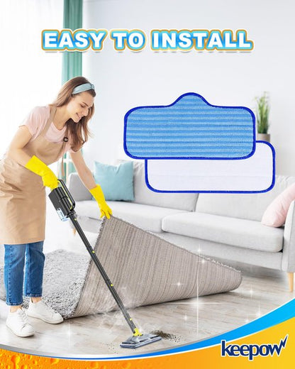 KEEPOW Steam Mop Pads Compatible with ScrubWiz Steam Mop Cleaner with Detachable Handheld Steamer, Reusable Replacement Accessories Steamer Mop Pads for Cleaning Floors and Carpets 8 Pack