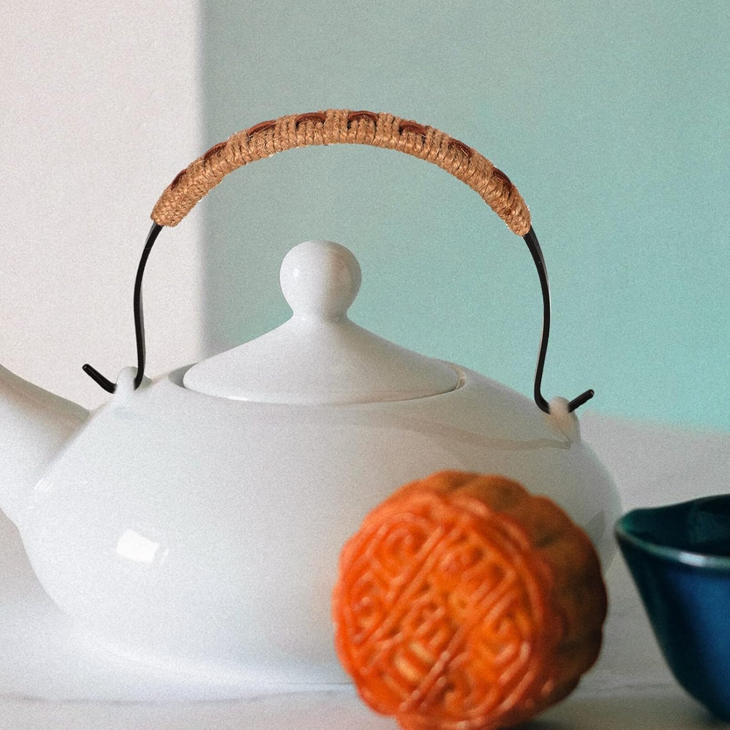 Luxshiny Rattan Metal Handle - Replacement for Ceramic Pot Teapot Whistling Kettle Grip