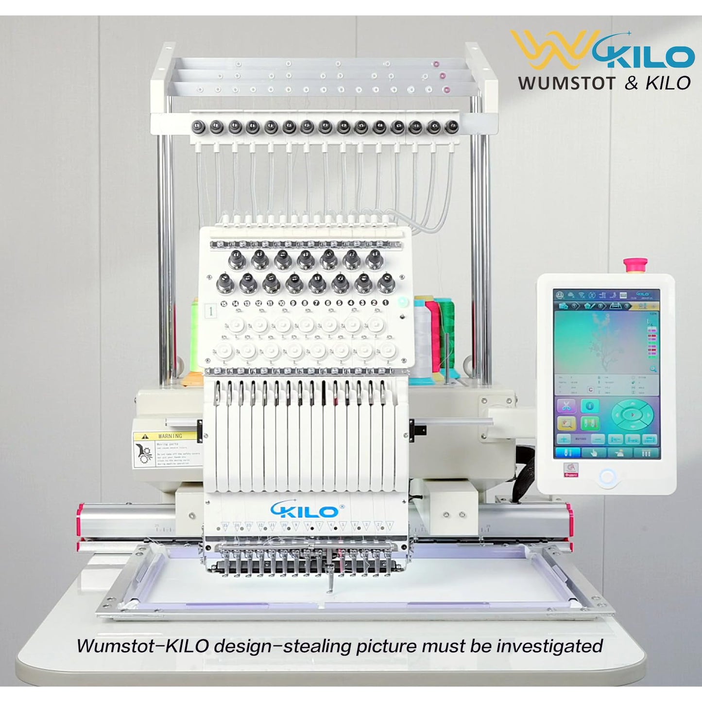 CH1501 Embroidery Machine 15 Needle: Commercial Digital Hat Embroidery Machine Kit with Stand - 13"x20" Embroidery Area 1200 SPM Max Speed, 10" Touch Screen, Wifi, USB for 3D Cap, Shirt and More