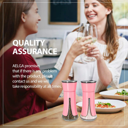 Aelga Pink Salt and Pepper Shakers - Pink Kitchen Accessories and Decor for Kitchen, Restaurants, Camp, BBQ