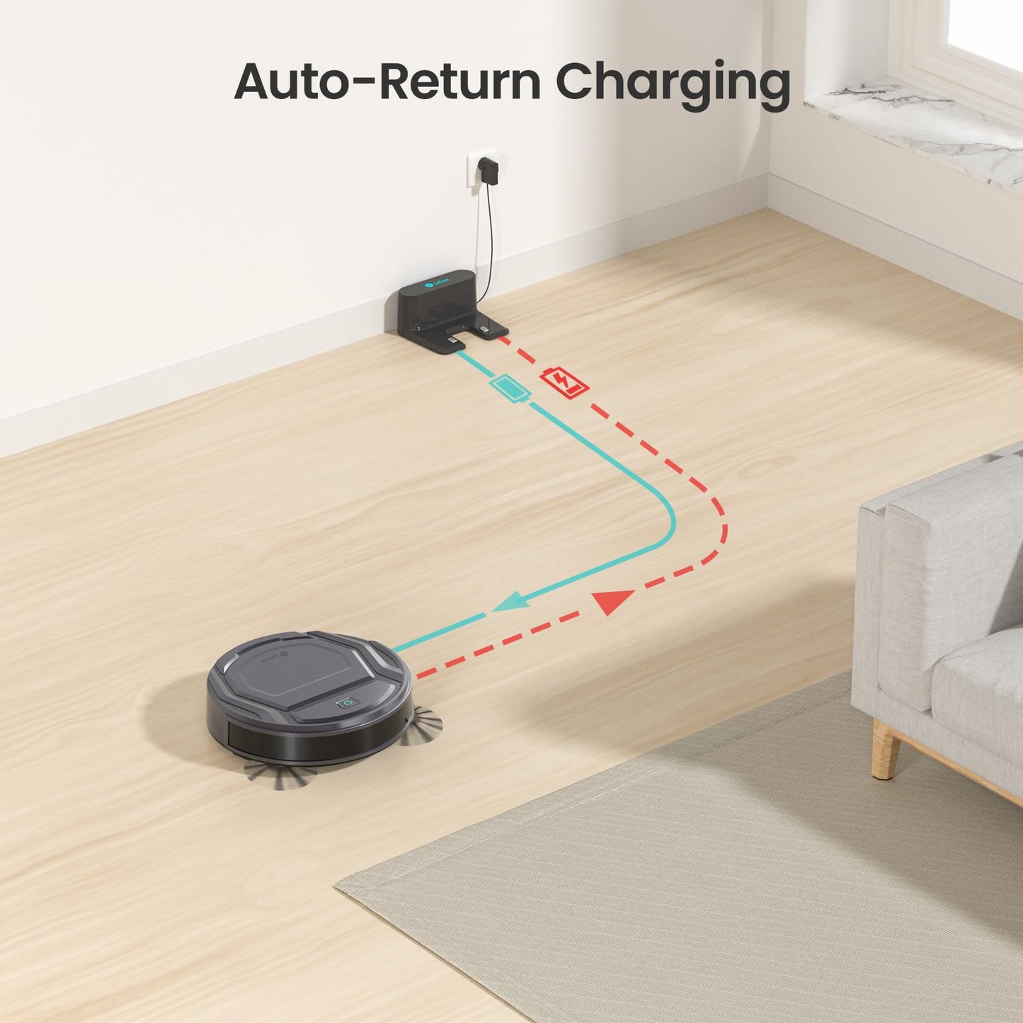 Lefant M210 Pro Robot Vacuum Cleaner,Super Thin,Powerful Suction,Quiet,Self-Charging Robotic Vacuum Cleaner,Cleans Hard Floors to Medium-Pile Carpets,120 Mins Runtime,APP/Voice/WiFi/Alexa Control,Grey