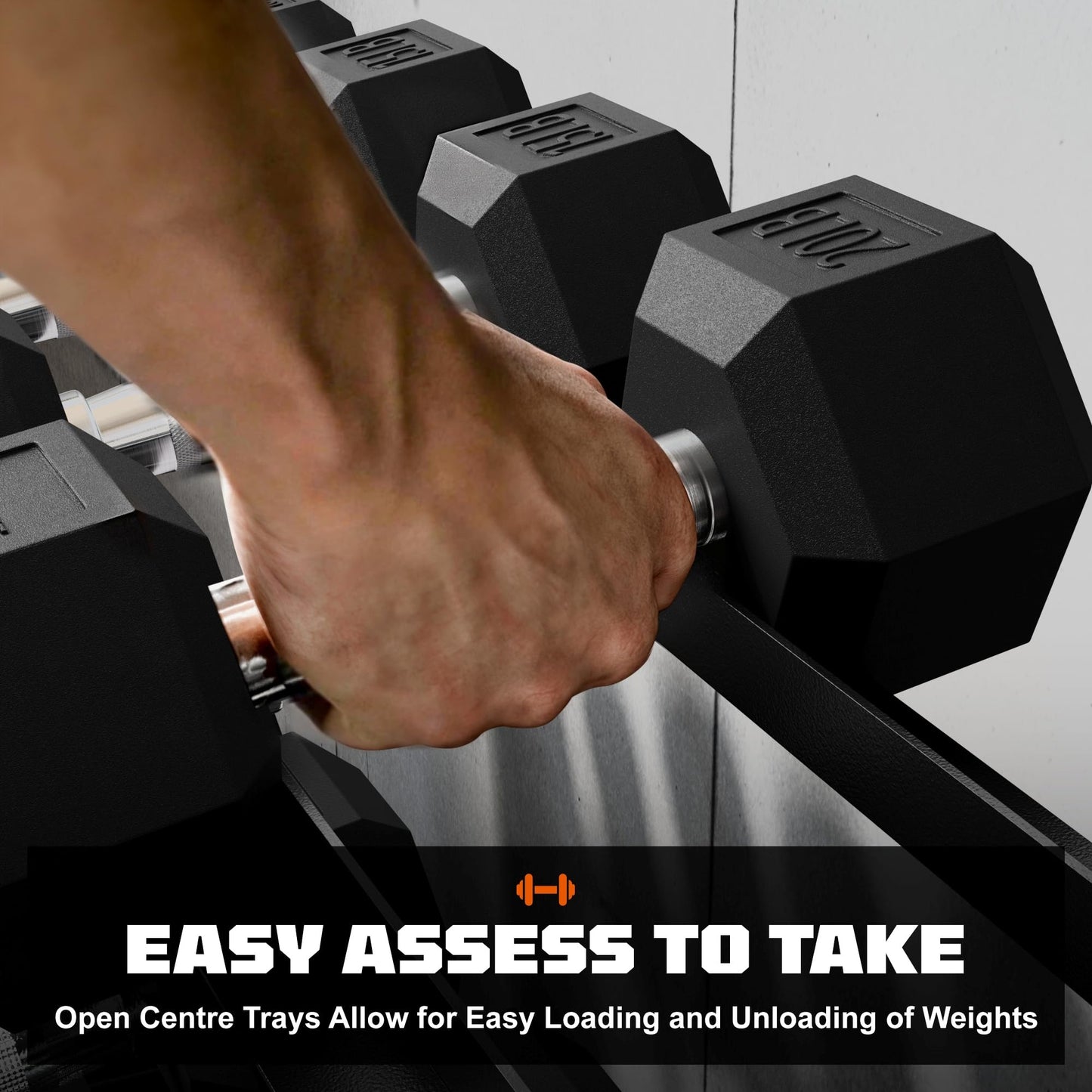 GOIMU Dumbbell Sets with Rack, Rubber Hex Dumbbells, 220/280/360/450/550LBS, Hand Weights with Chrome Handle for Strength Training(550LBS with Rack)
