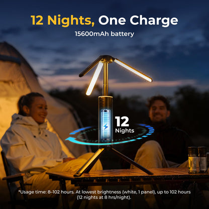 BougeRV Portable Fan Rechargeable, 20000mAh Battery Powered Fans with 4 Wind Speeds Hook Brighter Light LCD Display 270° Rotatable & Telescopic Camping Light, 15600mAh Rechargeable Lantern