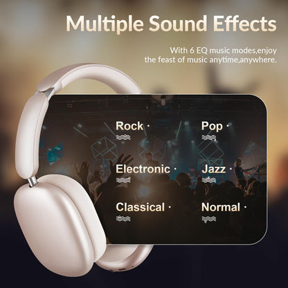 Wentronic Y02 Active Noise Cancelling Headphones,60H Battery,5 EQ Music Modes,Hi-Res Audio,Deep Bass,Foldable Wireless Over Ear Bluetooth 5.4 Headset,Breathable Leather Earpads (Starlight)