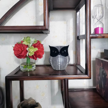 Resin Owl Statue Home Decor - Black Bird Sculpture, Small Accents for Bedroom, Office, Garden, Bookshelf, TV Stand