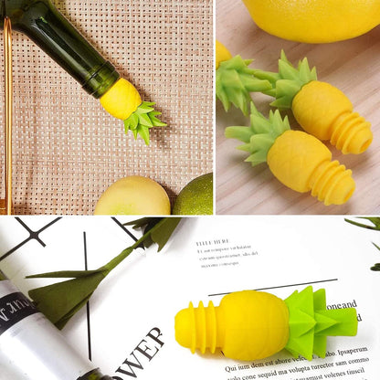 4Pcs Wine Stoppers for Bottles, Pineapple Silicone Caps, Reusable Wine Bottle Sealer, Funny Wine Stopper