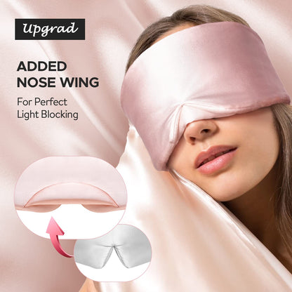 LitBear Silk Sleep Mask for Side Sleeper, Eye Mask Sleeping for Women Men 100% 22 Momme Pure Mulberry Silk, Face-Hugging Padded Eye Cover for Sleeping with Adjustable Band (Black)