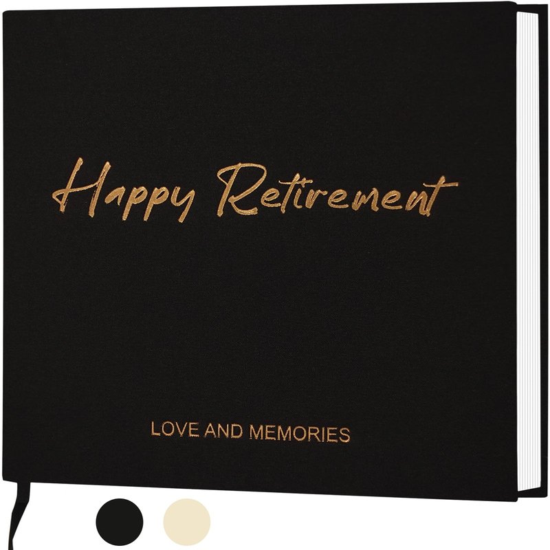 Lankaiva Happy Retirement Guest Book - Retirement Gift for Woman and Men - Congratulations Retirement Party Decorations for Colleague and Friend, Photo Retirement Book for Guest to Sign, Black