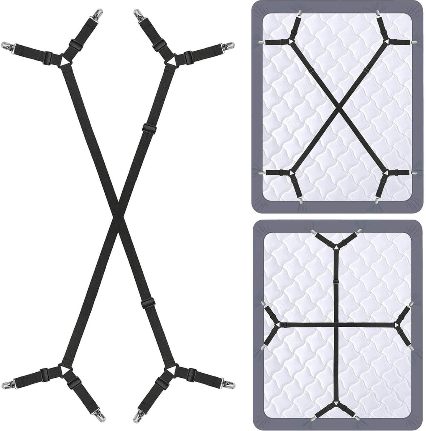 Place,2Pcs/Set Bed Sheet Holder Straps - Sheet Straps Adjustable Bed Sheet Clips Fasteners Keep Sheets Stays in Black