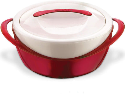 Pinnacle Large Insulated Casserole Dish with Lid, 2.6 qt. - Elegant Hot Pot Food Warmer/Cooler, Red