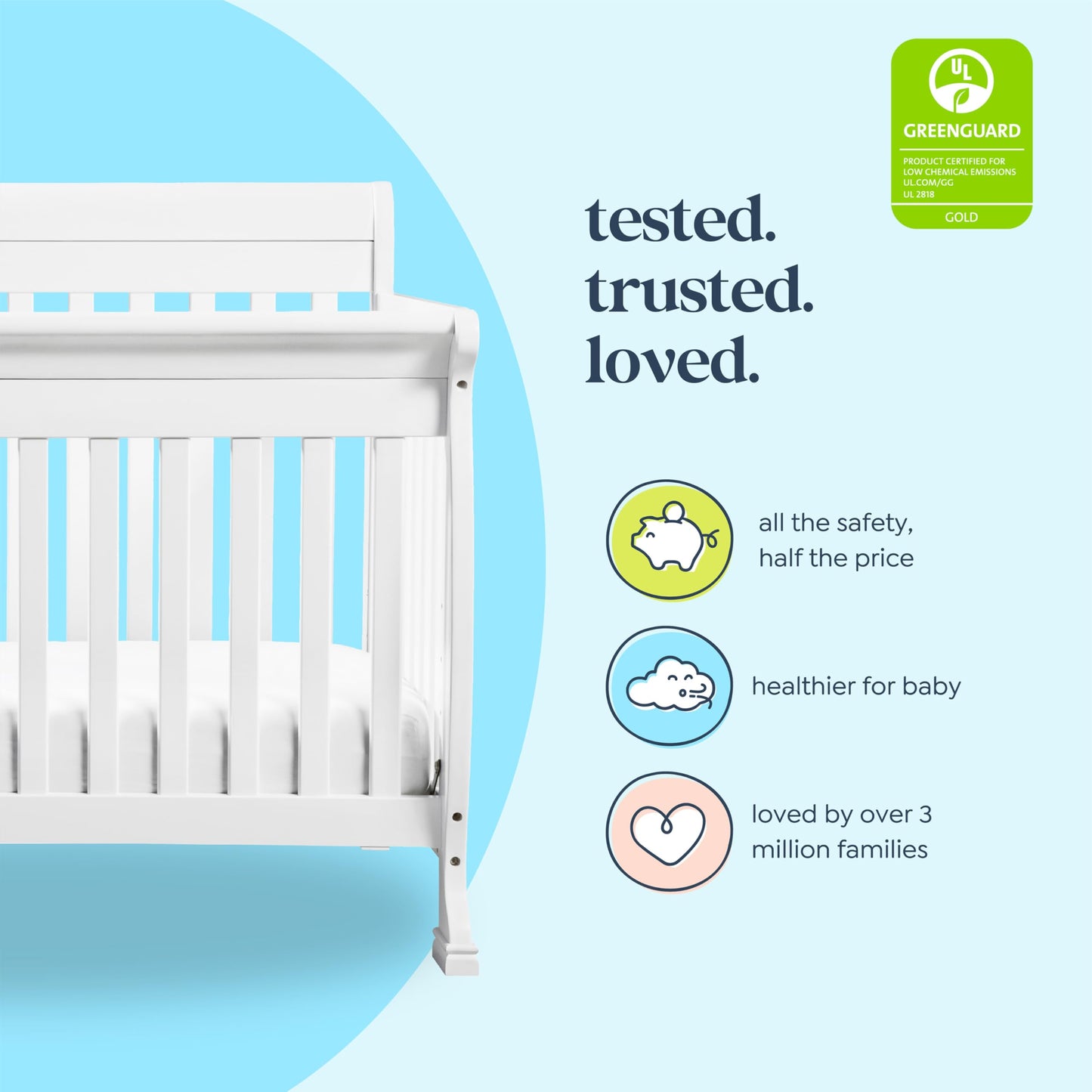 DaVinci Kalani 4-in-1 Convertible Crib in White, Greenguard Gold Certified