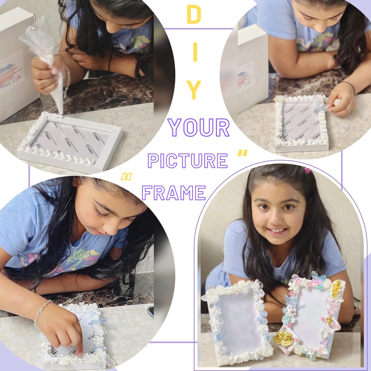 DOUXFUN DIY Picture Frame Kit - Arts and Craft Kits for kids Ages 6, 7, 8, 9, 10, 11, 12+ Teen Adult - Creative Art Toys Girls Boys Birthday Christmas Gifts 6-8, 8-12, 10-12 (Flowers)