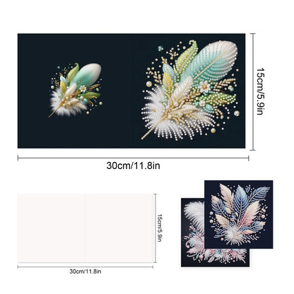 TDFERAN 6 Pack DIY Diamond Painting Greeting Cards Assortment with Envelopes Diamond Art Kits for Adults Blank Cards Cards for All Occasions Thank You Baby Wedding and More Note Cards Feather