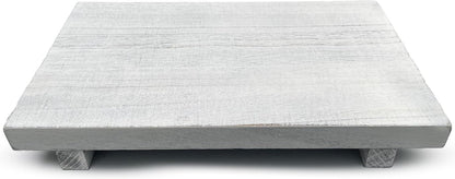 12 7 1.5 Inch Rustic Wood Riser - Rectangular Soap Tray, Candle Holder, Plant Stand - White, x x