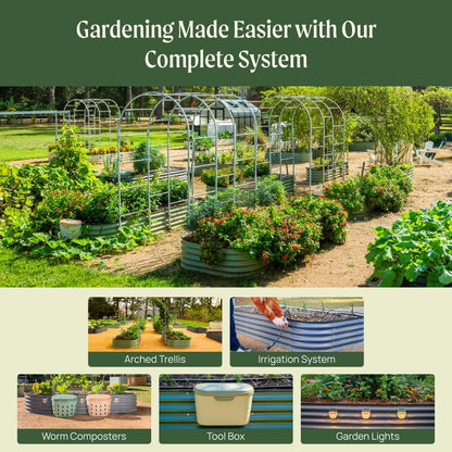 Vego garden 17" Tall 2' x 12' Giant Modular Metal Raised Garden Bed Kit, Large Metal Planter Box for Vegetables, Flowers, Herbs, Modern Gray