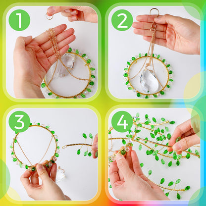 Suncalla 3 Pcs Crystal Suncatchers for Window Boho Decor Plant Sun Catchers Green Plants Artificial Hanging Wind Chime Sun Catchers with Chain Making Rainbow Indoor Outdoor Decor Plant Lover Gift