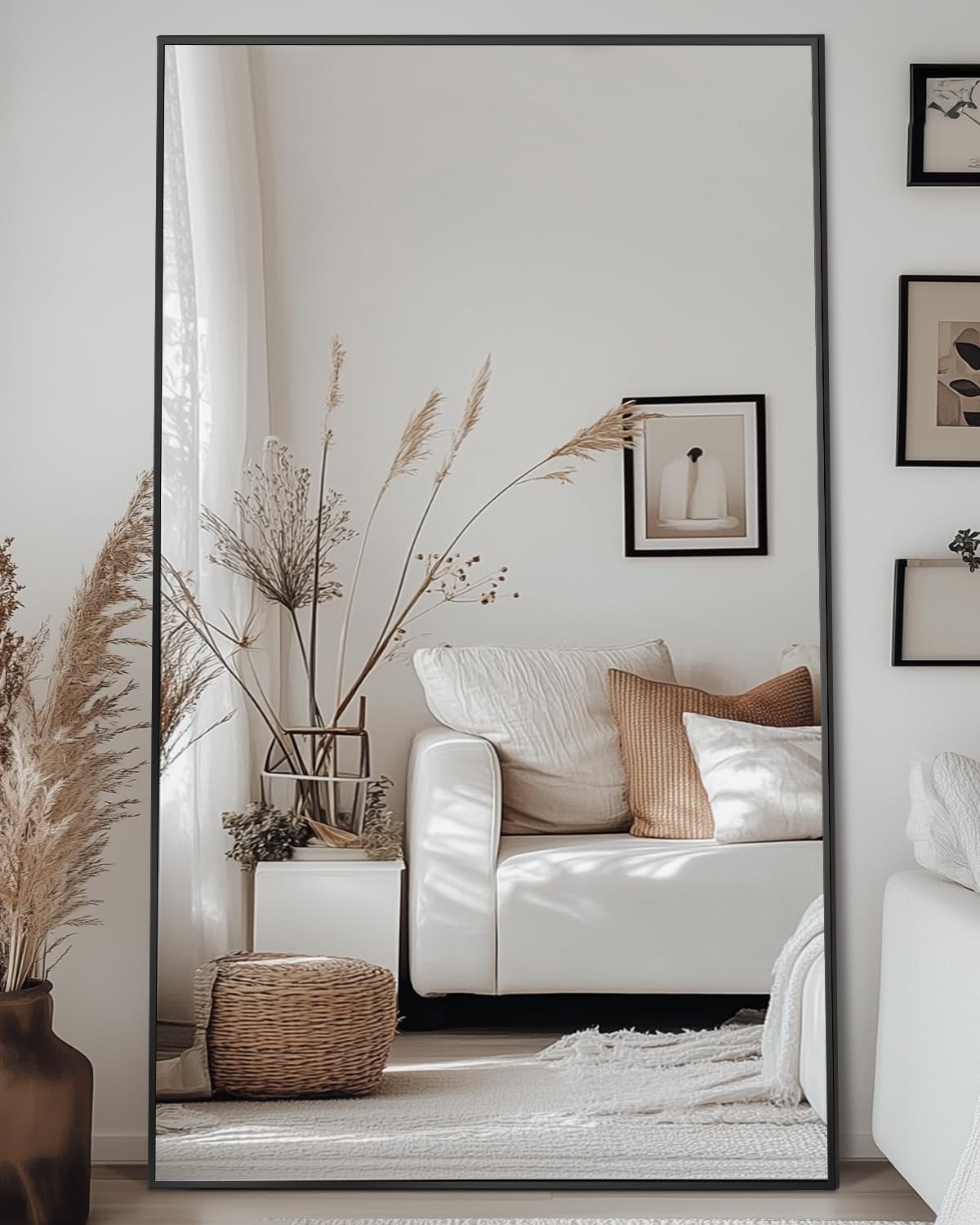 Antok Full Length Mirror, 81"x41" Floor Mirror, Floor Standing Freestanding Full Body Mirror with Stand for Bedroom, Hanging Mounted for Living Room Cloakroom, Black