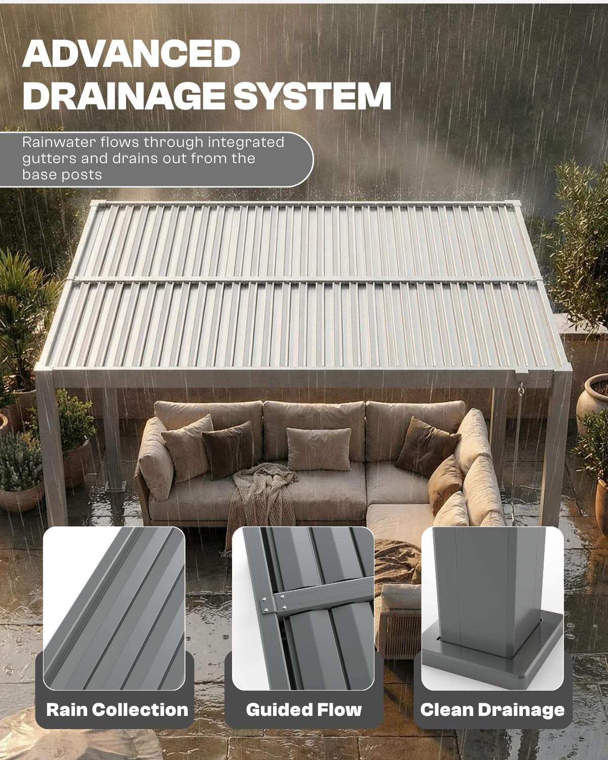 Patio Kingdom 10x13 FT Louvered Pergola Aluminum Outdoor Pergola with Adjustable Roof Waterproof Hardtop Pergola Shade Cover for Patio Backyard Deck Garden (Grey)