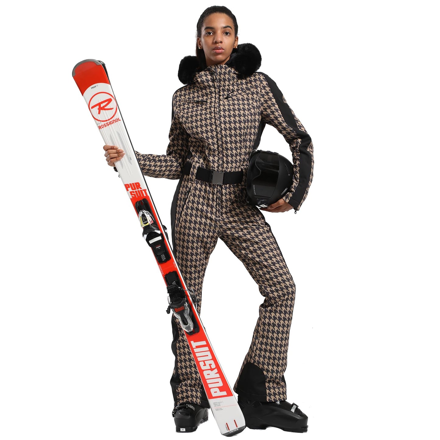 GSOU SNOW Women Ski Suit One Piece Snowsuit Snowboard Slim Insulated Jumpsuit Waterproof Windproof for Outdoor Sports