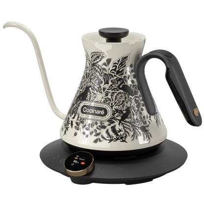 Cocinare Gooseneck Electric Kettle, ±0.5°F Precise Temperature Control, 1500W Fast Heating, Pour-Over Coffee & Tea, Stainless Steel, 0.6L (Color-changing Jungle Design)