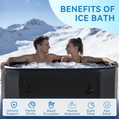 SunSwell XXL Ice Bath Tub for Athletes, Portable Bathtub, Inflatable Cold Plunge Tub with Cover& Pump,193-Gallon Long-Lasting Insulation, Water-Absorbent Mat, for Outdoor & Indoor Use