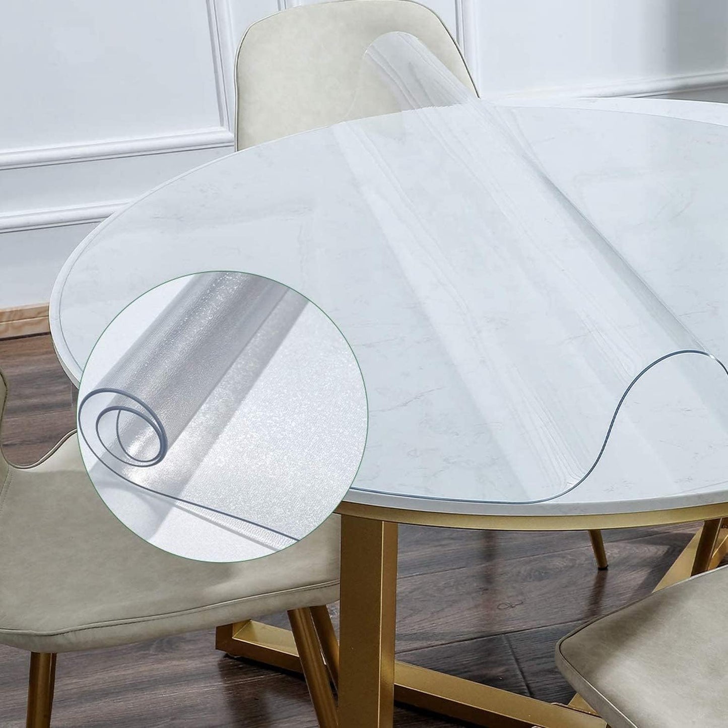 12 Inch 1.5mm NECAUX Round Frosted Table Cover Protector, Thick Upgraded Version, Unshrinkable Waterproof Oil Proof