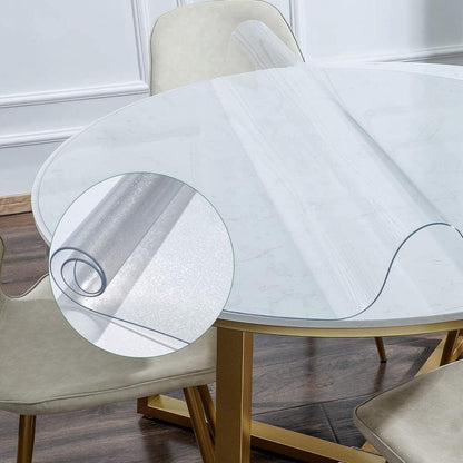 12 Inch 1.5mm NECAUX Round Frosted Table Cover Protector, Thick Upgraded Version, Unshrinkable Waterproof Oil Proof