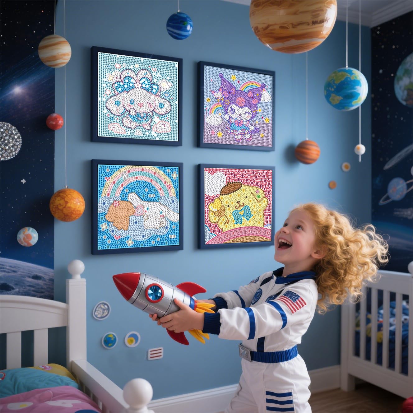 Diamond Art Kits for Kids - 4 Pack Diamond Art Painting Kits - Arts and Crafts for Kids Ages 8-12 - Diamond Art Mosaic Kits - Crafts for Girls 8-12 - GEM Art for 5 6 7 9 10 Year Old Girl Boys Gifts