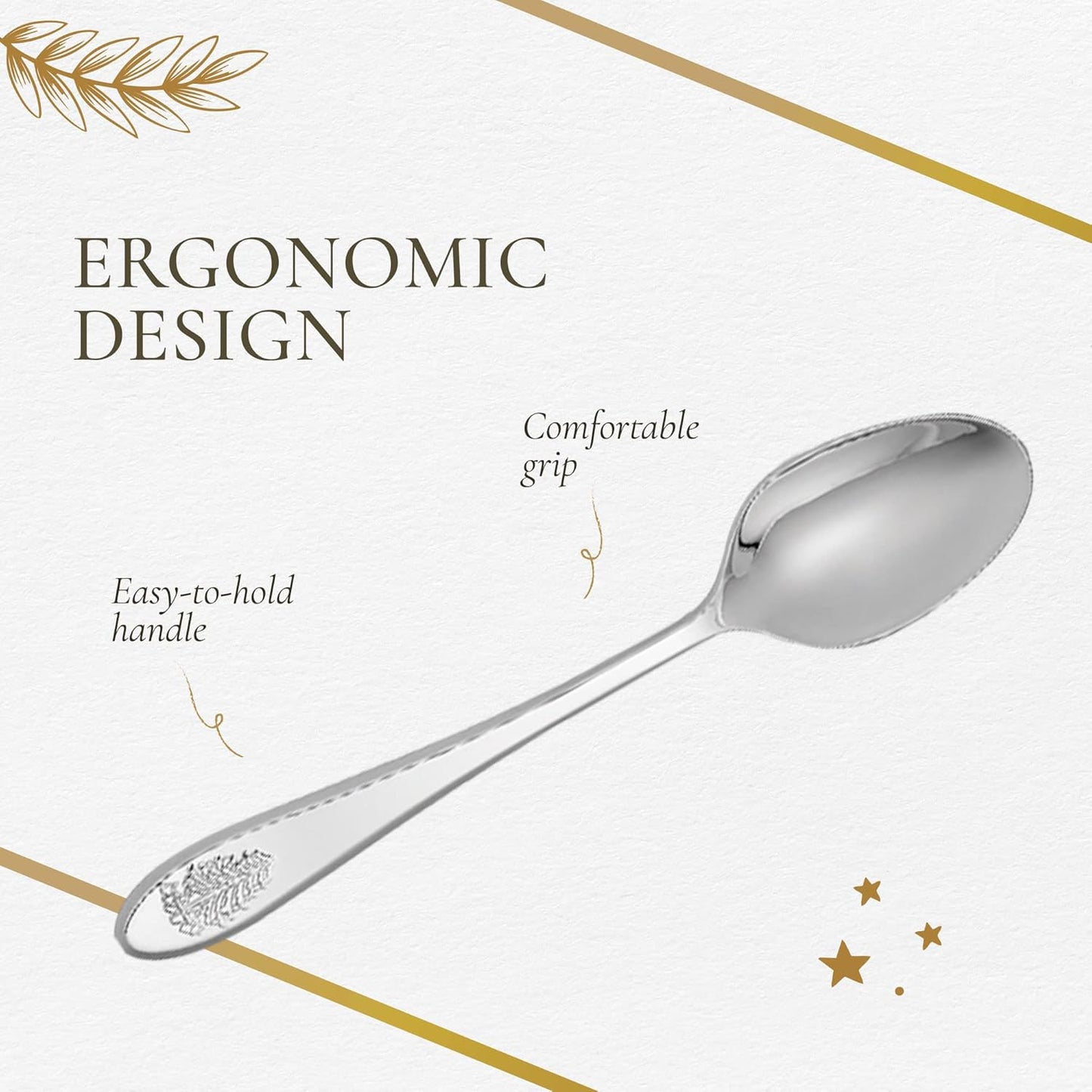 Spode Christmas Tree Cocktail Spoons | Christmas Dessert Spoons | Flatware Set for 6 | 18/10 Stainless Steel Utensil