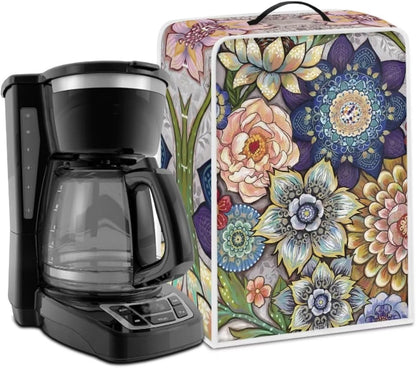 Boho Flower Coffee Machine Covers, Dust Stain Resistant Protector for Small Kitchen Appliance Coffee Makers, Home Decor