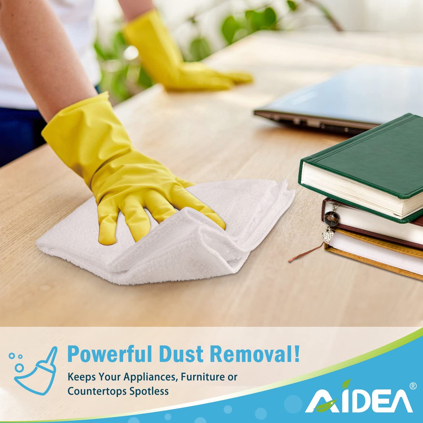 AIDEA Microfiber Cleaning Cloth White 50PK, Cleaning Rags, Lint Free Microfiber Towels, Kitchen Towels Dusting Cloth, Wash Cloths, Dish Rags White, 12"x 12"