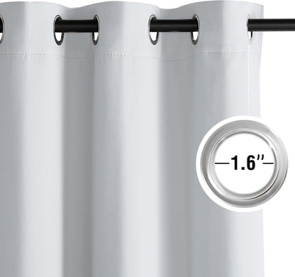 NICETOWN Room Darkening Curtains - Elegant Greyish White Drapery Panels, 52"W x 84"L