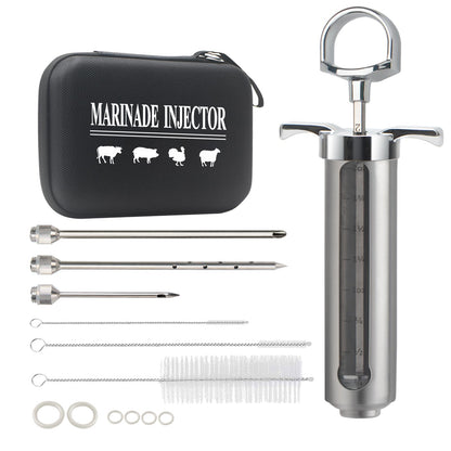 Uironly Meat Injector BBQ Injection Kit, Marinade Cajun Seasoning Flavor Syringe Injector for Cooking Grill Smoker Barbecue in Chicken Turkey Beef with 3 Syringe Needles, User Manual, E-Book